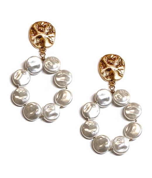 Metal Disc Link Hoop Earring
