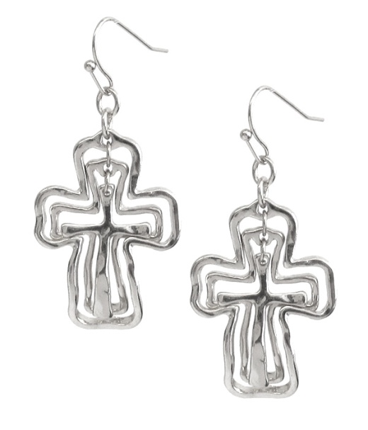 Triple Cross Metal Earring