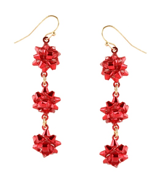 Christmas Theme Triple Gift Bow Drop Earring
