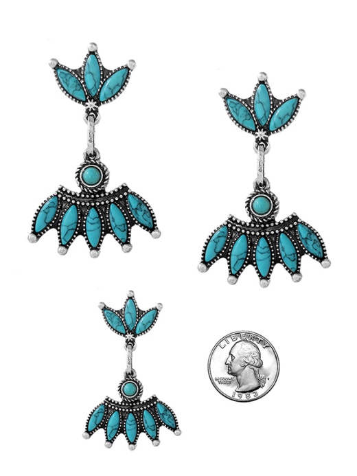 Western Theme Multi Turquoise Earring