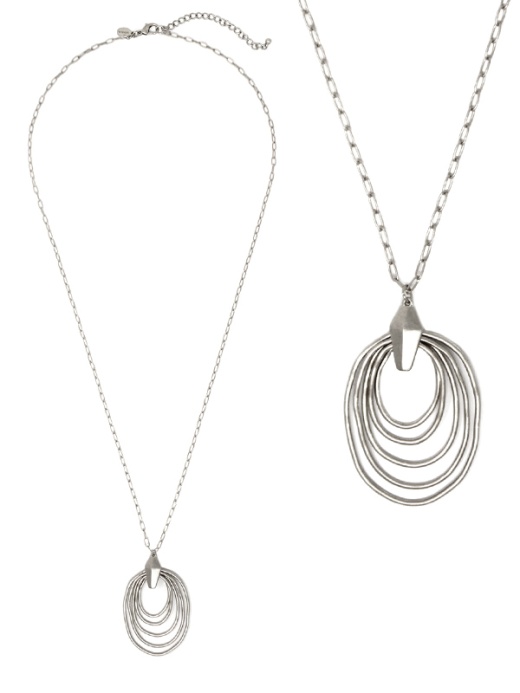 Multi Oval Pendant Long Necklace