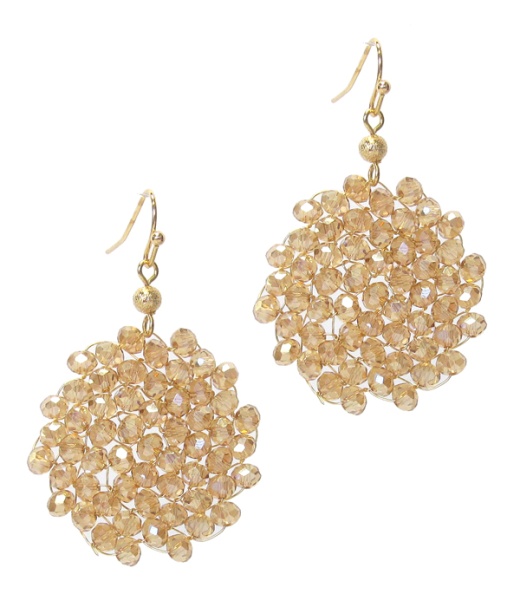Hand Wired Glass Bead Disc Earring