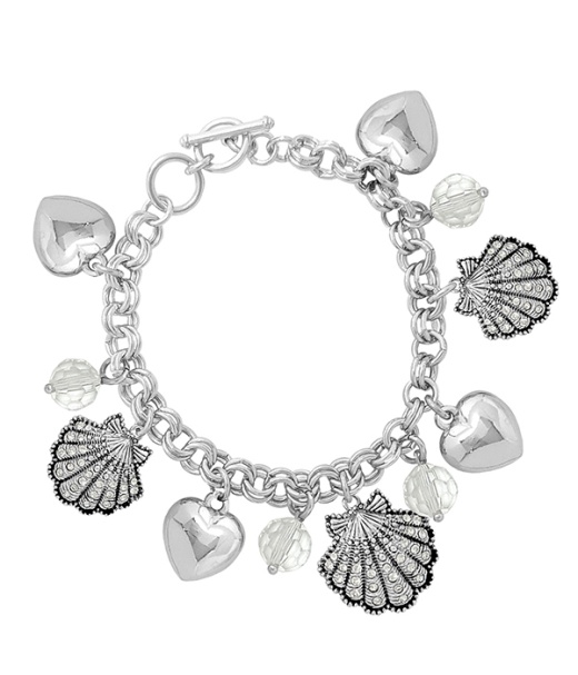 Sealife Theme Multi Charm Toggle Bracelet - Shell