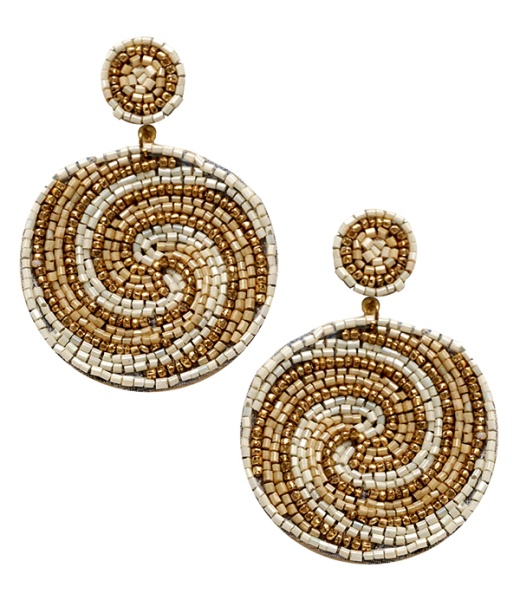Handmade Multi Seedbead Swirl Disc Earring