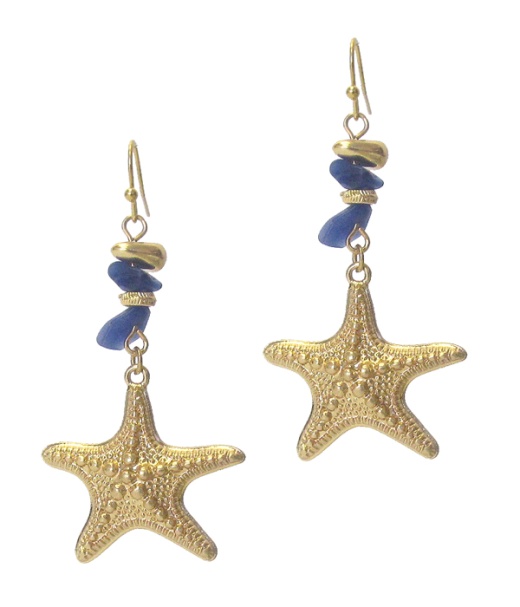 Semi Precious Stone and Starfish Earring
