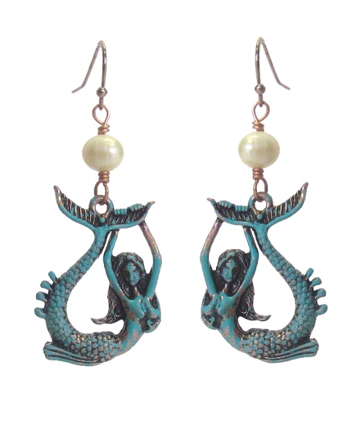 Mermaid and Pearl Drop Earring