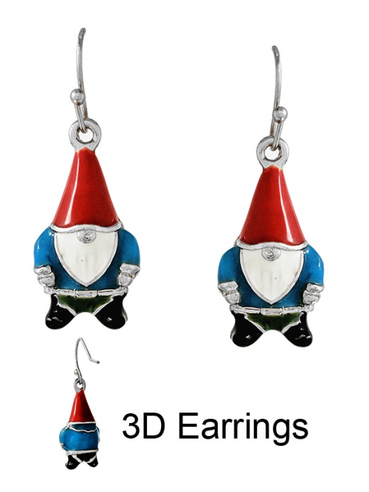 Wholesale Christmas Theme Epoxy 3D Earring - Gnome