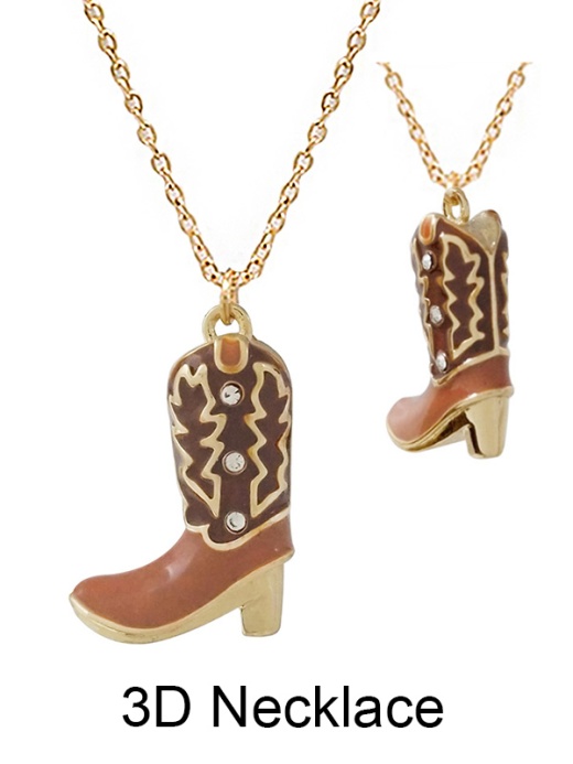 Western Theme 3D Epoxy Pendant Necklace - Cowboy Boot