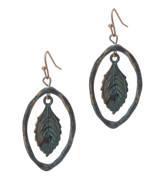Vintagr Rustic Metal Earring - Leaf