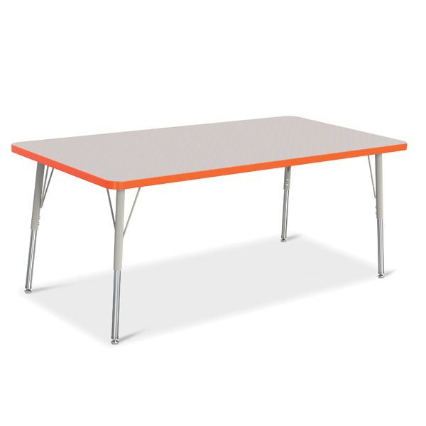 Berries® Rectangle Activity Table - 30" X 60", A-Height - Gray/Orange/Gray