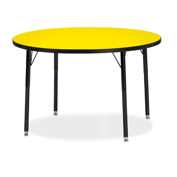 Berries® Round Activity Table - 42" Diameter, A-Height - Yellow/Black/Black