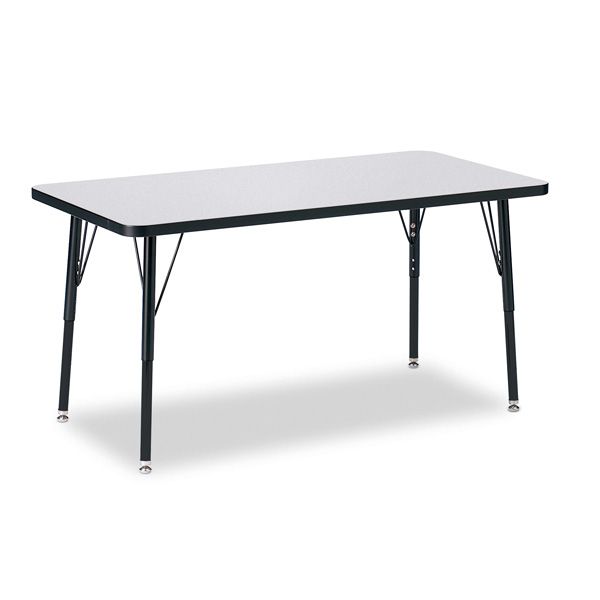 Berries® Rectangle Activity Table - 24" X 48", A-Height - Gray/Black/Black