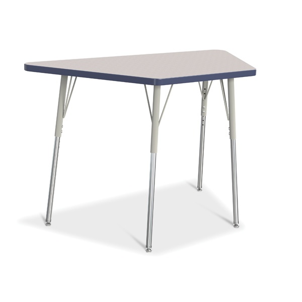 Berries® Trapezoid Activity Tables - 24" X 48", A-Height - Gray/Navy/Gray