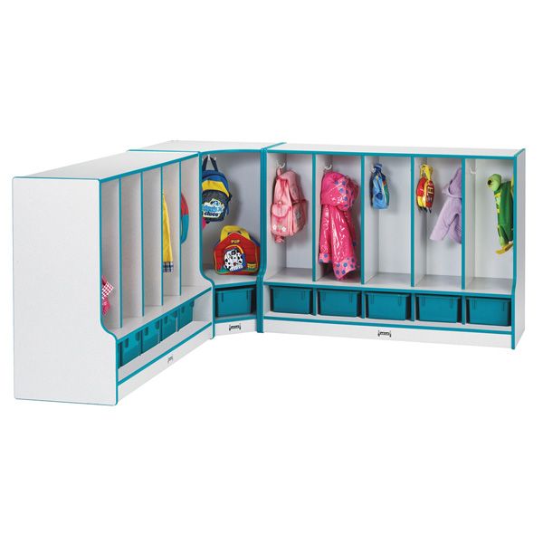 Rainbow Accents® Toddler 5 Section Coat Locker With Step - With Trays - Navy