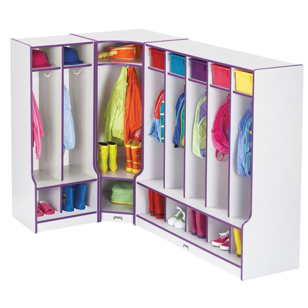 Rainbow Accents® 5 Section Coat Locker With Step - Black