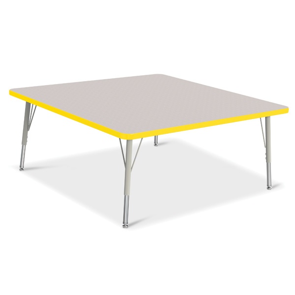 Berries® Square Activity Table - 48" X 48", E-Height - Gray/Yellow/Gray