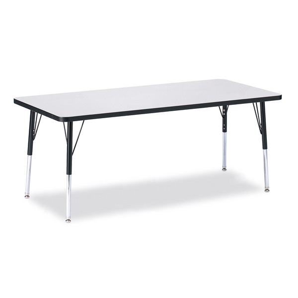 Berries® Rectangle Activity Table - 30" X 72", E-Height - Gray/Black/Black