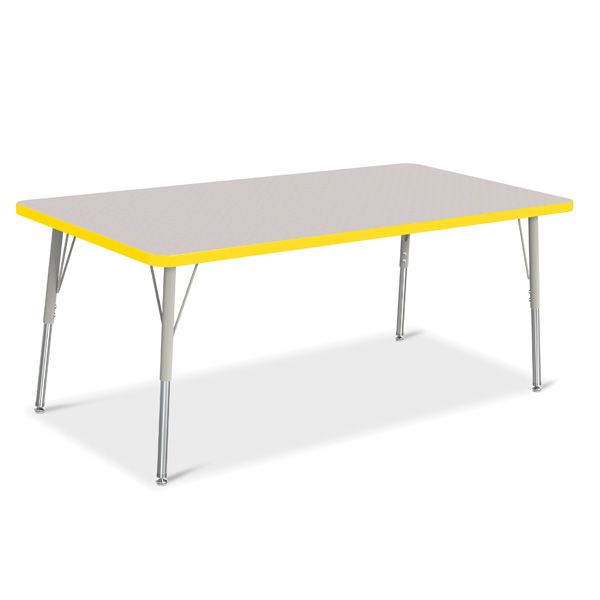 Berries® Rectangle Activity Table - 30" X 60", A-Height - Gray/Yellow/Gray