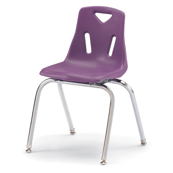 Berries® Stacking Chairs With Chrome-Plated Legs - 18" Ht - Set Of 6 - Purple