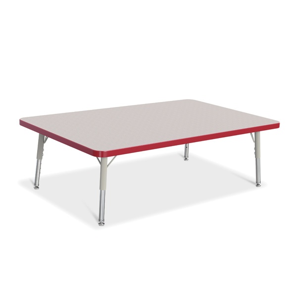 Berries® Rectangle Activity Table - 30" X 48", T-Height - Gray/Red/Gray