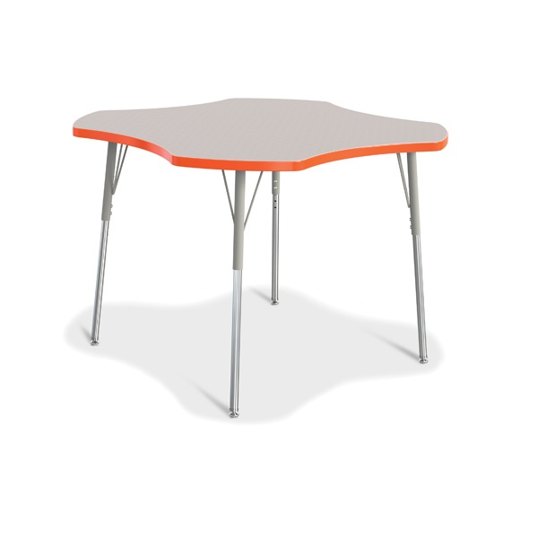 Berries® Four Leaf Activity Table, A-Height - Gray/Orange/Gray