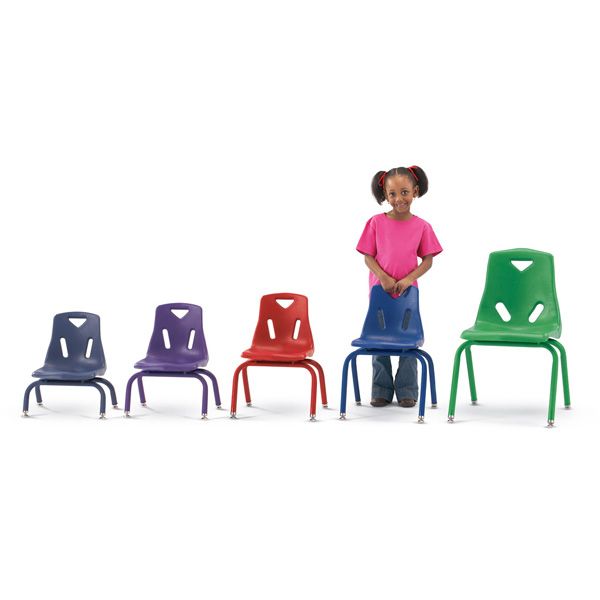 Berries® Stacking Chairs With Powder-Coated Legs - 16" Ht - Set Of 6 - Red