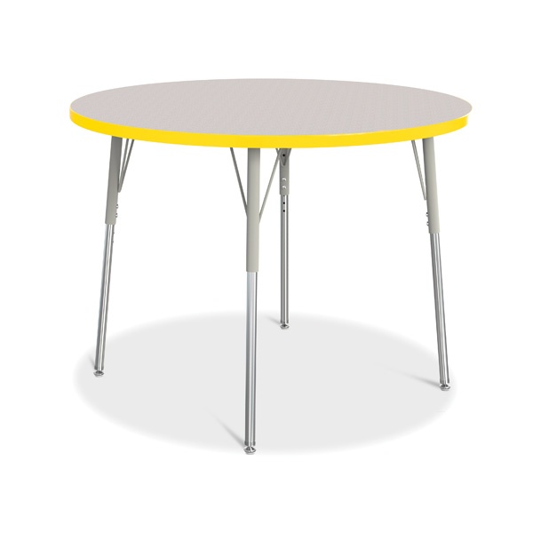 Berries® Round Activity Table - 42" Diameter, A-Height - Gray/Yellow/Gray
