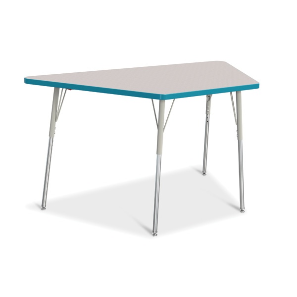 Berries® Trapezoid Activity Tables - 30" X 60", A-Height - Gray/Teal/Gray