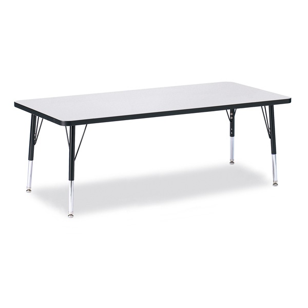 Berries® Rectangle Activity Table - 30" X 72", T-Height - Gray/Black/Black