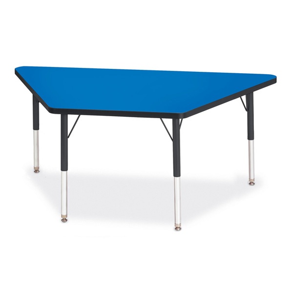 Berries® Trapezoid Activity Tables - 30" X 60", E-Height - Blue/Black/Black