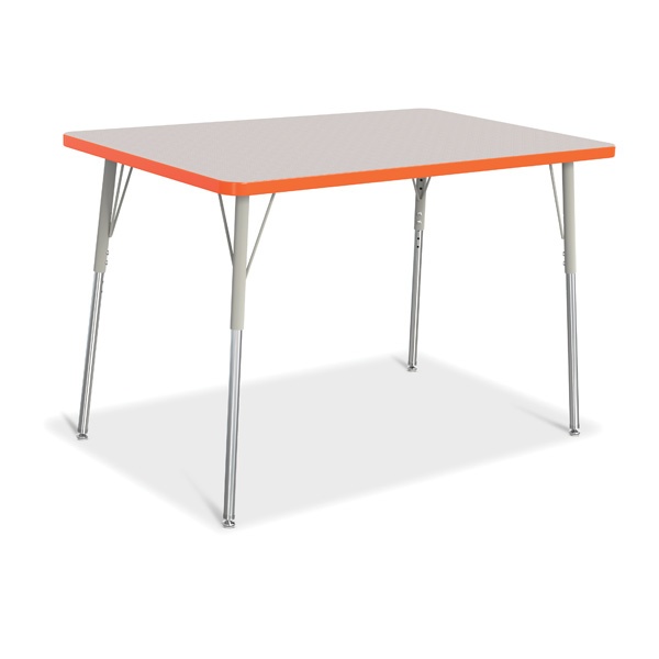 Berries® Rectangle Activity Table - 30" X 48", A-Height - Gray/Orange/Gray