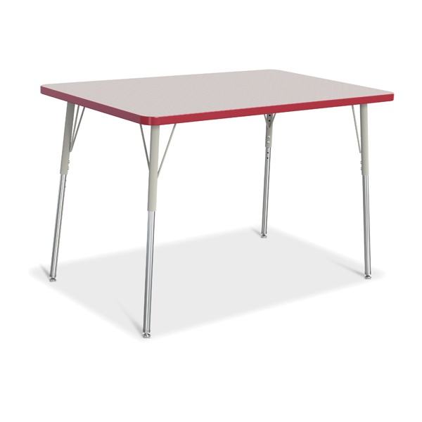 Berries® Rectangle Activity Table - 30" X 48", A-Height - Gray/Red/Gray