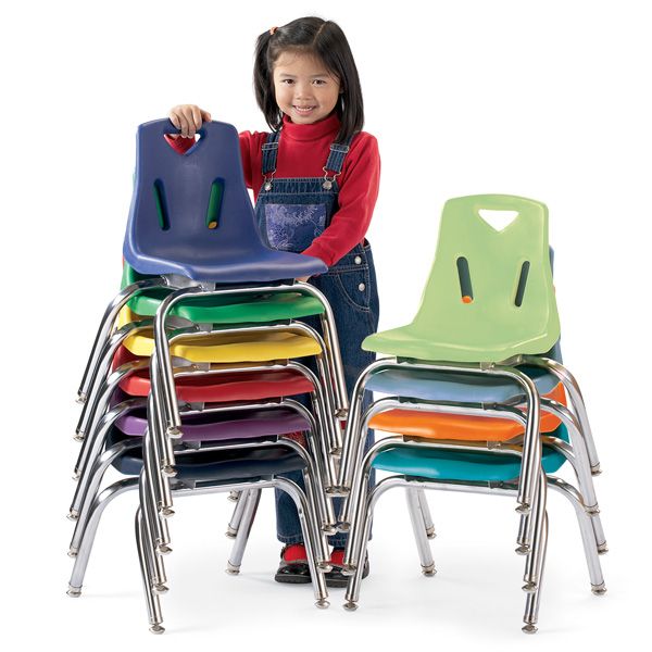 Berries® Stacking Chair With Chrome-Plated Legs - 14" Ht - Blue