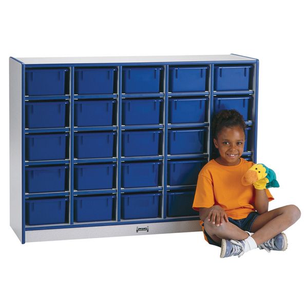 Rainbow Accents® 25 Cubbie-Tray Mobile Storage - With Trays - Blue