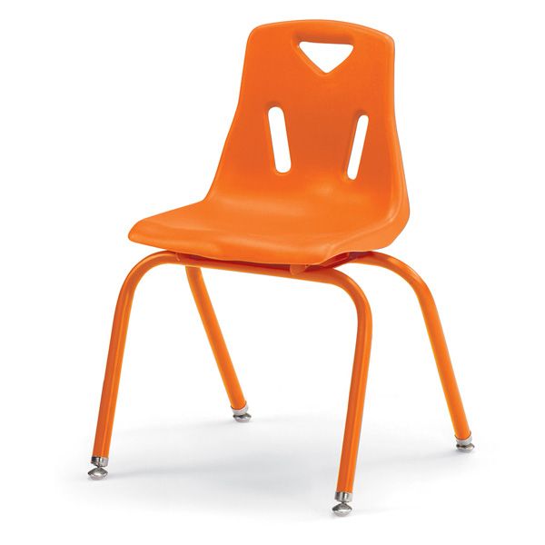 Berries® Stacking Chairs With Powder-Coated Legs - 16" Ht - Set Of 6 - Orange