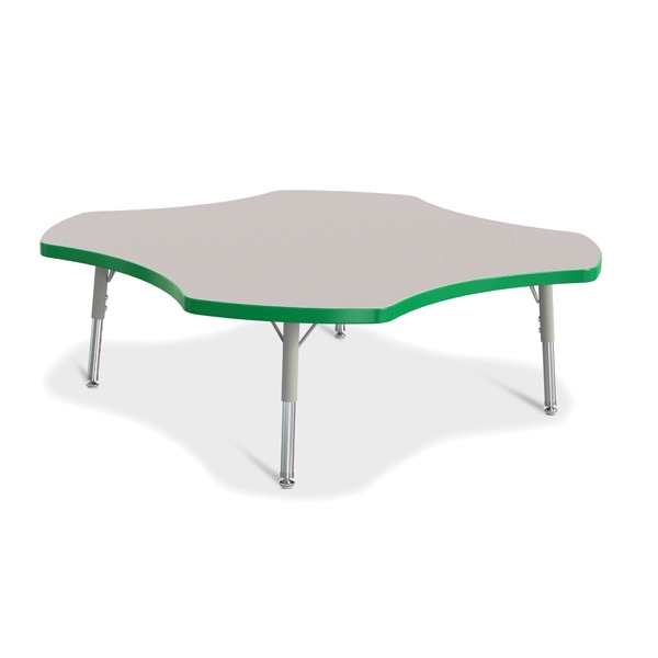 Berries® Four Leaf Activity Table, T-Height - Gray/Green/Gray