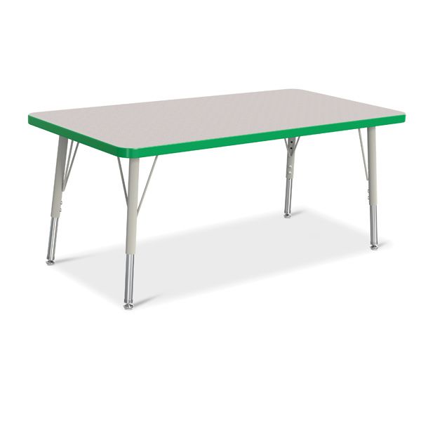Berries® Rectangle Activity Table - 24" X 48", E-Height - Gray/Green/Gray