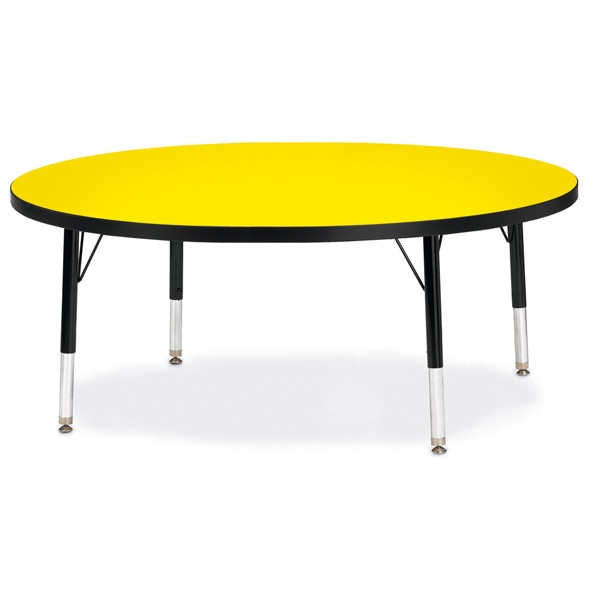Berries® Round Activity Table - 48" Diameter, T-Height - Yellow/Black/Black
