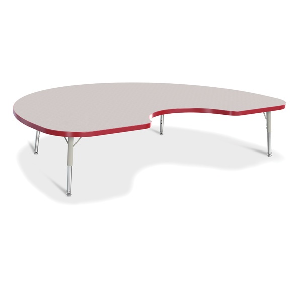 Berries® Kidney Activity Table - 48" X 72", T-Height - Gray/Red/Gray