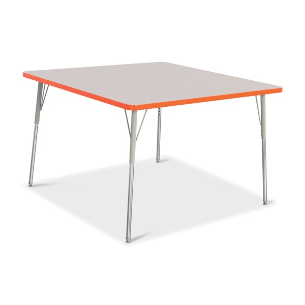 Berries® Square Activity Table - 48" X 48", A-Height - Gray/Orange/Gray