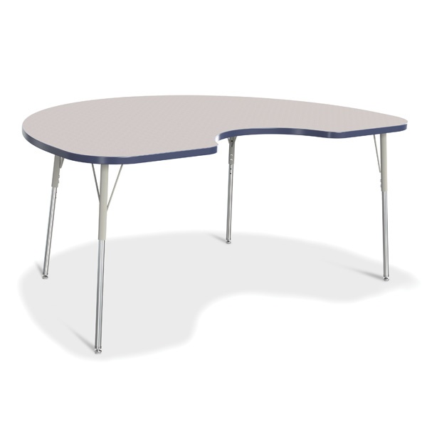 Berries® Kidney Activity Table - 48" X 72", A-Height - Gray/Navy/Gray