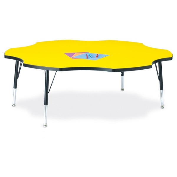 Berries® Six Leaf Activity Table - 60", T-Height - Yellow/Black/Black