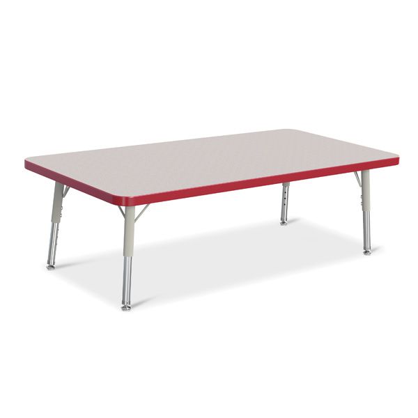 Berries® Rectangle Activity Table - 24" X 48", T-Height - Gray/Red/Gray