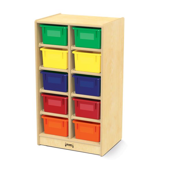 Jonti-Craft® 10 Cubbie-Tray Mobile Unit - With Colored Trays