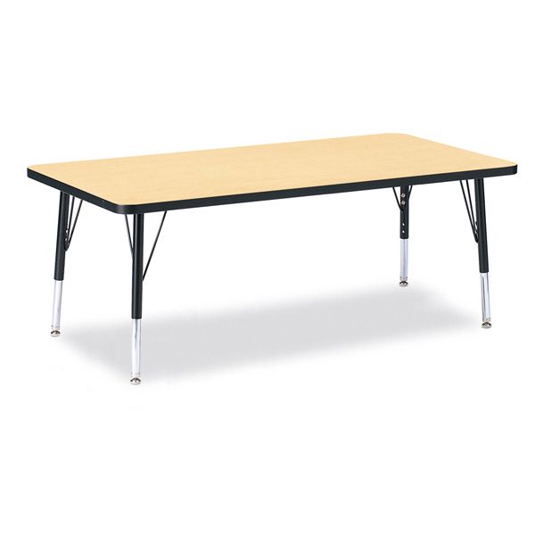 Berries® Rectangle Activity Table - 30" X 60", T-Height - Maple/Black/Black