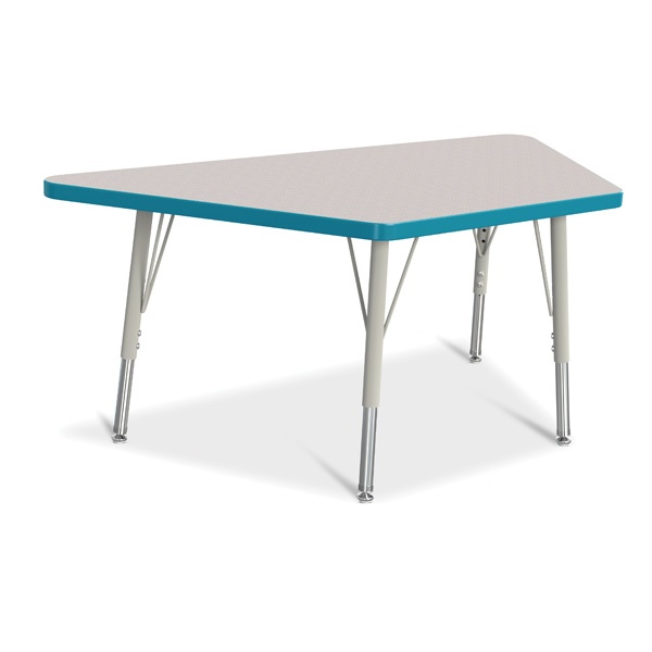 Berries® Trapezoid Activity Tables - 24" X 48", E-Height - Gray/Teal/Gray