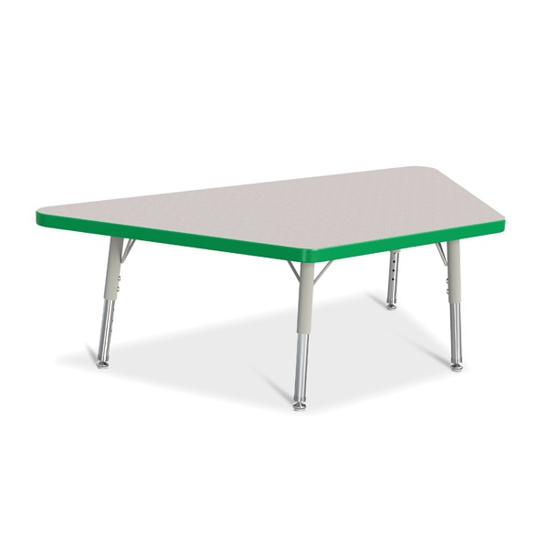 Berries® Trapezoid Activity Tables - 24" X 48", T-Height - Gray/Green/Gray