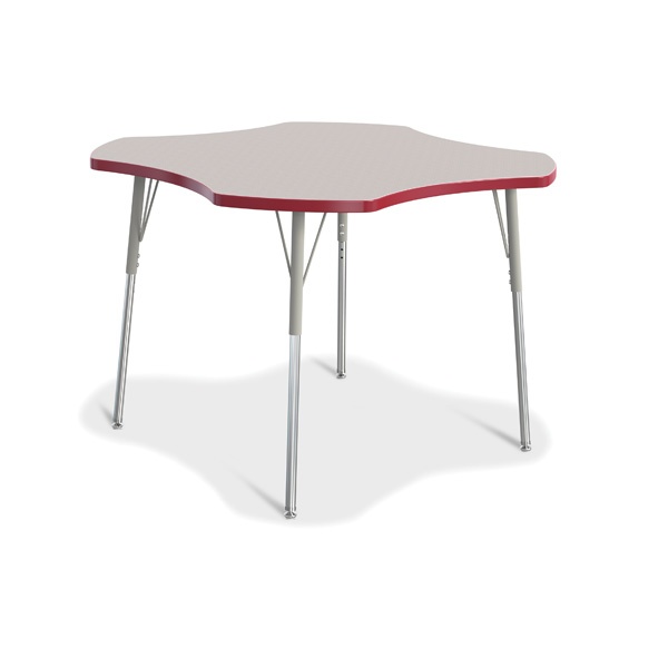 Berries® Four Leaf Activity Table, A-Height - Gray/Red/Gray