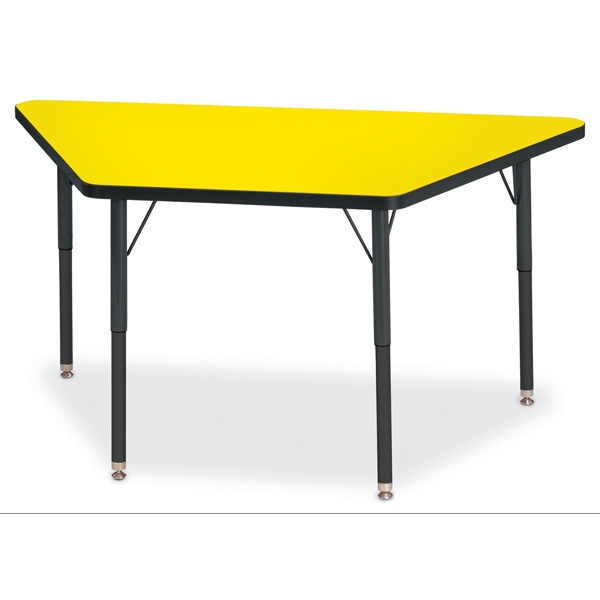 Berries® Trapezoid Activity Tables - 24" X 48", A-Height - Yellow/Black/Black