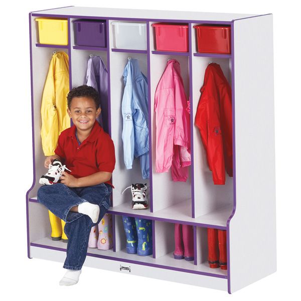Rainbow Accents® 5 Section Coat Locker With Step - Red